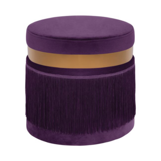 Σκαμπό βελούδο μωβ γκρι με χρυσό