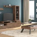 Σύνθεση καρυδί βιτρίνα ράφια