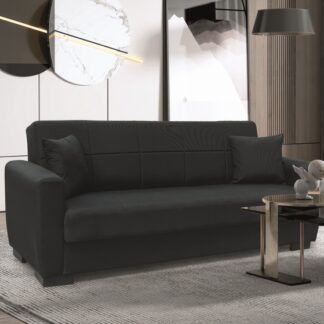 ANIMA BLACK ΥΦΑΣΜΑ 3ΘΕΣΙΟΣ ΚΑΝΑΠΕΣ/ΚΡΕΒΑΤΙ ΜΕ ΑΠΟΘ.ΧΩΡΟ 210X80εκ.