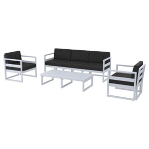 MYKONOS SET 3ΘΕΣ.SILVER GREY/ΜΑΞ. BLACK(3ΘΕΣ.+2ΠΟΛ.+ΤΡΑΠ 130εκ.)