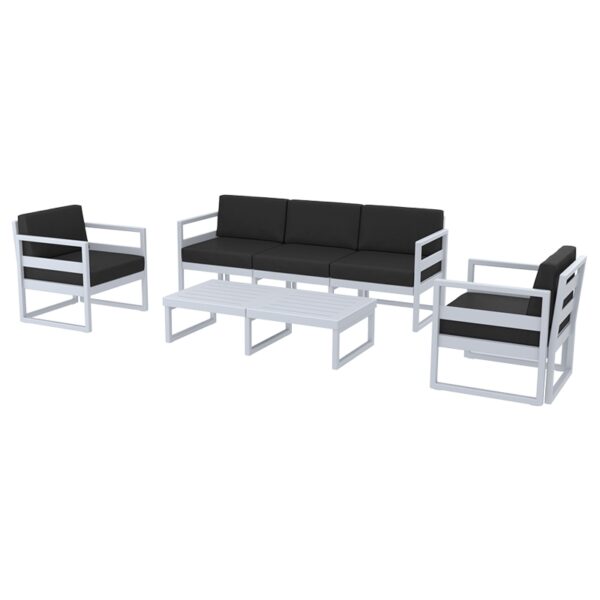MYKONOS SET 3ΘΕΣ.SILVER GREY/ΜΑΞ. BLACK(3ΘΕΣ.+2ΠΟΛ.+ΤΡΑΠ 130εκ.)