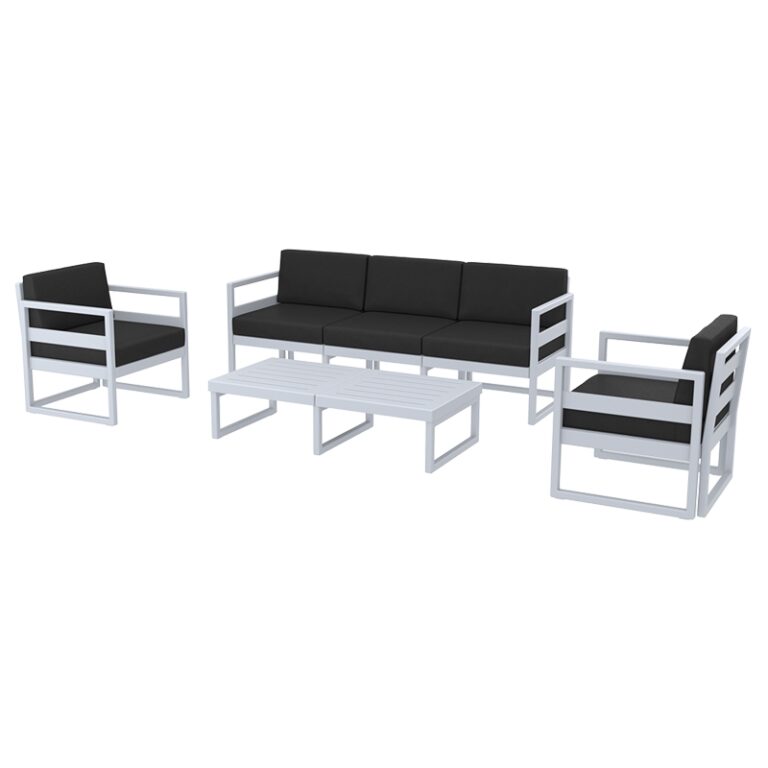 MYKONOS SET 3ΘΕΣ.SILVER GREY/ΜΑΞ. BLACK(3ΘΕΣ.+2ΠΟΛ.+ΤΡΑΠ 130εκ.)