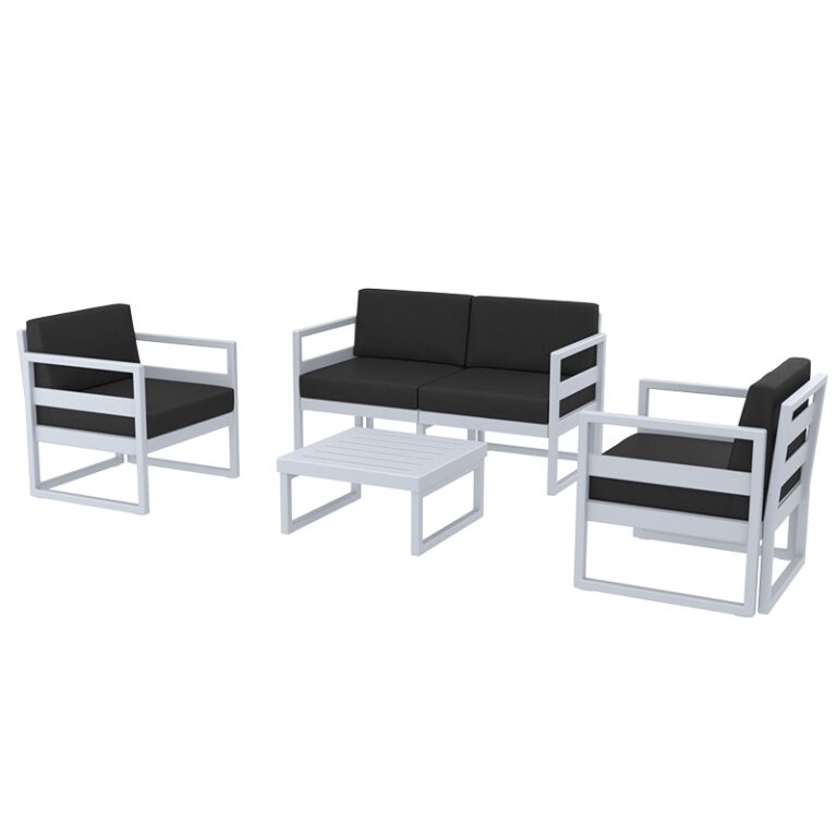 MYKONOS SET 2ΘΕΣ.SILVER GREY/ΜΑΞ. BLACK(2ΘΕΣ.+2ΠΟΛ.+ΤΡΑΠ 65εκ.)