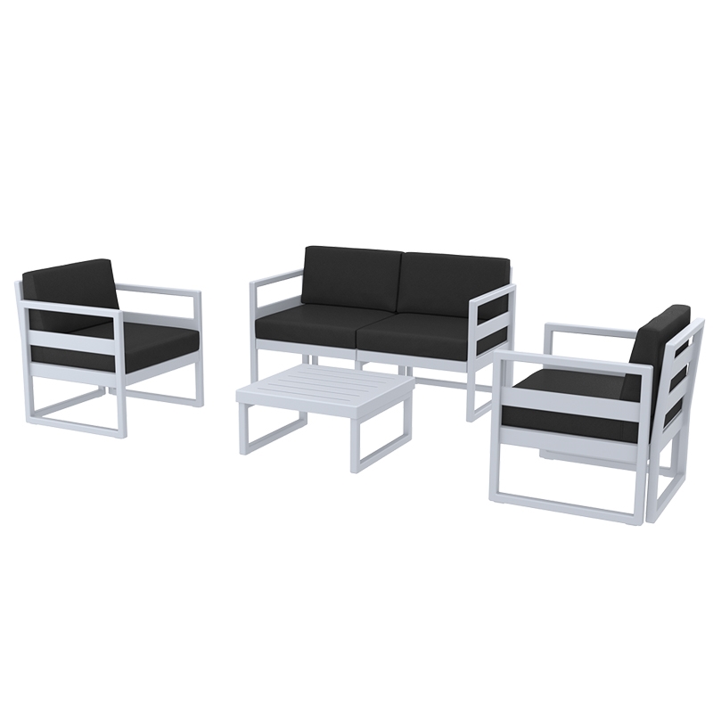 MYKONOS SET 2ΘΕΣ.SILVER GREY/ΜΑΞ. BLACK(2ΘΕΣ.+2ΠΟΛ.+ΤΡΑΠ 65εκ.)