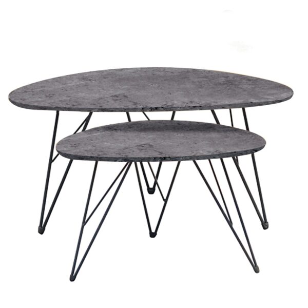 NANCY CONCRETE MDF ΣΕΤ 2 ΤΡΑΠΕΖΑΚΙΑ 90X60X45-60X40X39εκ.
