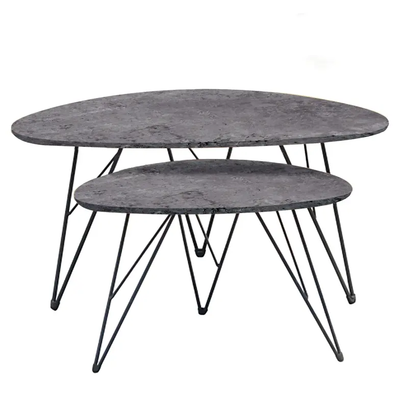 NANCY CONCRETE MDF ΣΕΤ 2 ΤΡΑΠΕΖΑΚΙΑ 90X60X45-60X40X39εκ.