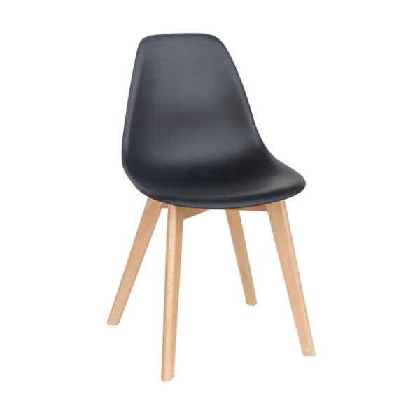 Καρέκλα Τραπεζαρίας Ξύλινη 4τμχ Loft Plus Μαύρο PP 46x46x41-81εκ.