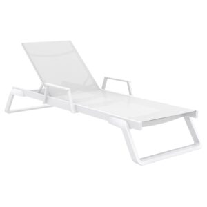 TROPIC ΞΑΠΛΩΣΤΡΑ ΜΕ ΜΠΡΑΤΣΑ WHITE/WHITE ΑΛΟΥΜ-ΠΟΛ/ΝΙΟΥ 210X72X31εκ.