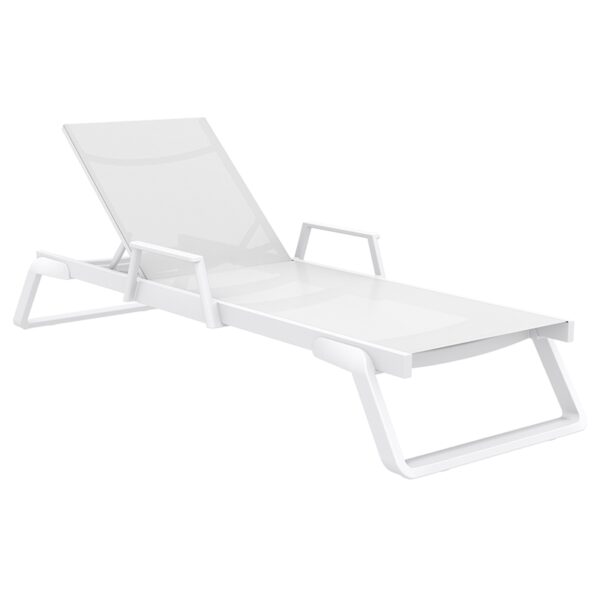 TROPIC ΞΑΠΛΩΣΤΡΑ ΜΕ ΜΠΡΑΤΣΑ WHITE/WHITE ΑΛΟΥΜ-ΠΟΛ/ΝΙΟΥ 210X72X31εκ.