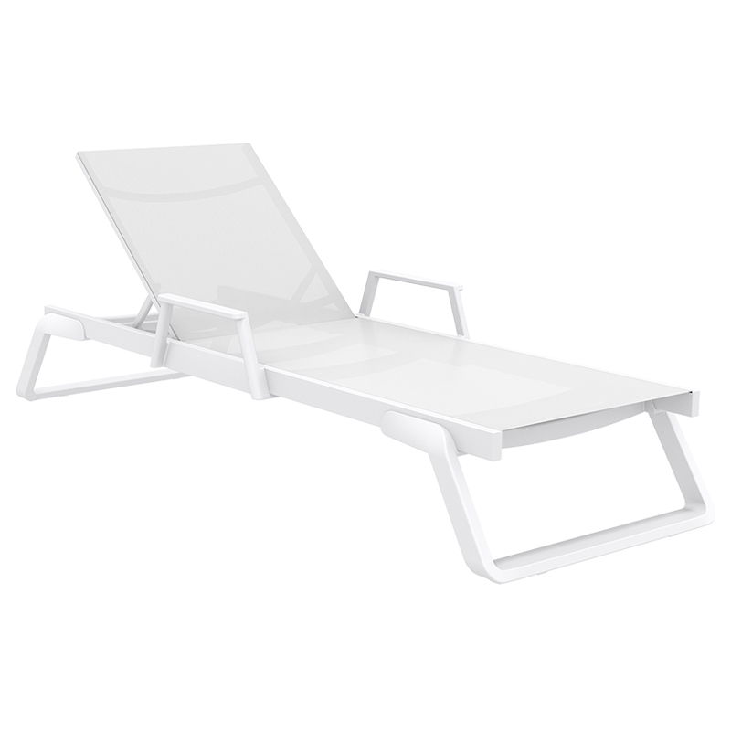 TROPIC ΞΑΠΛΩΣΤΡΑ ΜΕ ΜΠΡΑΤΣΑ WHITE/WHITE ΑΛΟΥΜ-ΠΟΛ/ΝΙΟΥ 210X72X31εκ.