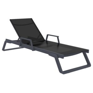 TROPIC ΞΑΠΛΩΣΤΡΑ ΜΕ ΜΠΡΑΤΣΑ DARK GREY/BLACK ΑΛΟΥΜ-ΠΟΛ/ΝΙΟΥ 210X72X31εκ.