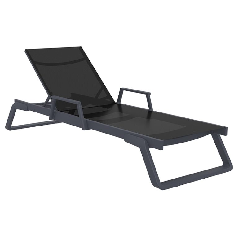 TROPIC ΞΑΠΛΩΣΤΡΑ ΜΕ ΜΠΡΑΤΣΑ DARK GREY/BLACK ΑΛΟΥΜ-ΠΟΛ/ΝΙΟΥ 210X72X31εκ.