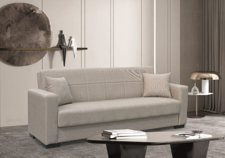 ROVER LIGHT BROWN ΥΦΑΣΜΑ 3ΘΕΣΙΟΣ ΚΑΝΑΠΕΣ/ΚΡΕΒΑΤΙ ΜΕ ΑΠΟΘ.ΧΩΡΟ 210X80X75εκ.