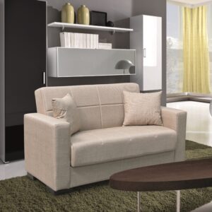 ROVER LIGHT BROWN ΥΦΑΣΜΑ 2ΘΕΣΙΟΣ ΚΑΝΑΠΕΣ/ΚΡΕΒΑΤΙ ΜΕ ΑΠΟΘ.ΧΩΡΟ 150Χ80Χ75εκ.