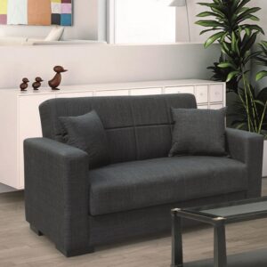 ROVER DARK GREY ΥΦΑΣΜΑ 2ΘΕΣΙΟΣ ΚΑΝΑΠΕΣ/ΚΡΕΒΑΤΙ ΜΕ ΑΠΟΘ.ΧΩΡΟ 150Χ80Χ75εκ.