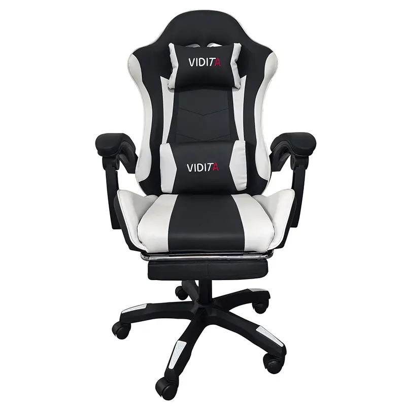 A6060 ΜΑΥΡΟ/ΛΕΥΚΟ ΠΟΛΥΘΡΟΝΑ GAMING/ΜΕ ΥΠΟΠΟΔΙΟ 64X62X113-121εκ.