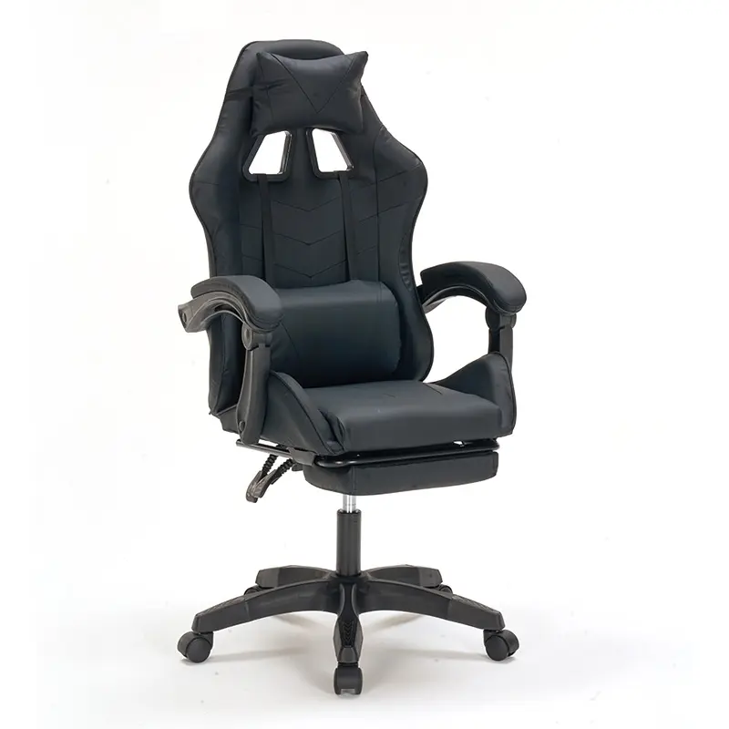 A9937 ΜΑΥΡΟ PVC ΠΟΛΥΘΡΟΝΑ GAMING/ΜΕ ΥΠΟΠΟΔΙΟ 64X59X43-112/53-125εκ.