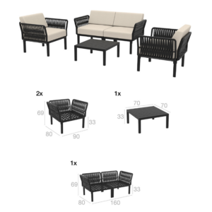 PORTOFINO LOUNGE SET 2ΘΕΣ.WHITE ΧΩΡΙΣ ΜΑΞ.(2ΘΕΣ.+2ΠΟΛ.+ΤΡΑΠ 33εκ.)