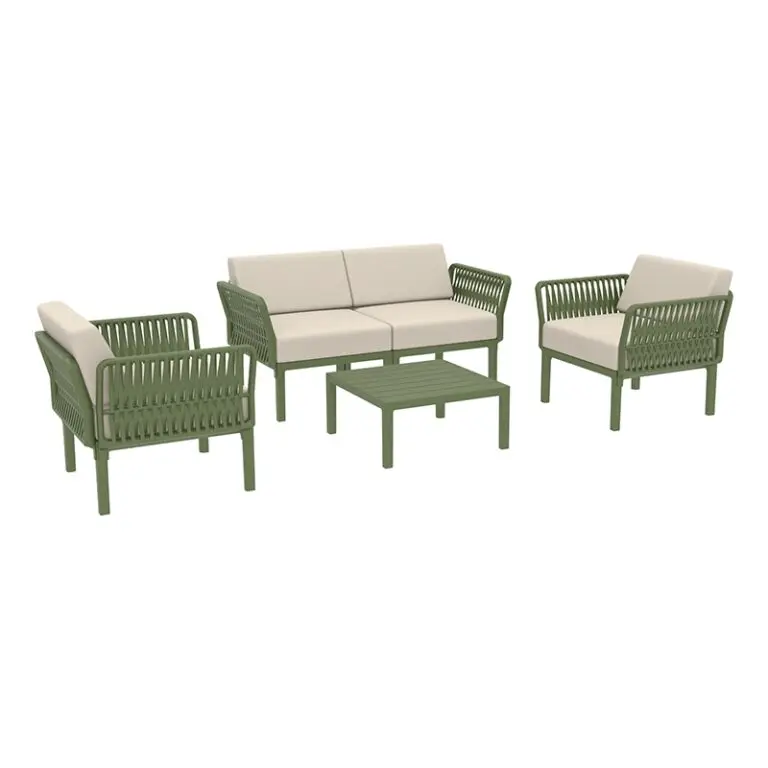 PORTOFINO LOUNGE SET 2ΘΕΣ.OLIVE GREEN/ΜΑΞ. BEIGE(2ΘΕΣ.+2ΠΟΛ.+ΤΡΑΠ 33εκ.)