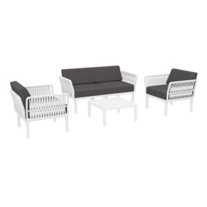 PORTOFINO LOUNGE SET 2ΘΕΣ.WHITE/ΜΑΞ. DARK GREY(2ΘΕΣ.+2ΠΟΛ.+ΤΡΑΠ 33εκ.)