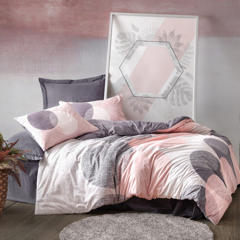 Σετ παπλωματοθήκη Leron Cotton Box 4 τμχ Διπλή (200×220) χρώμα γκρι