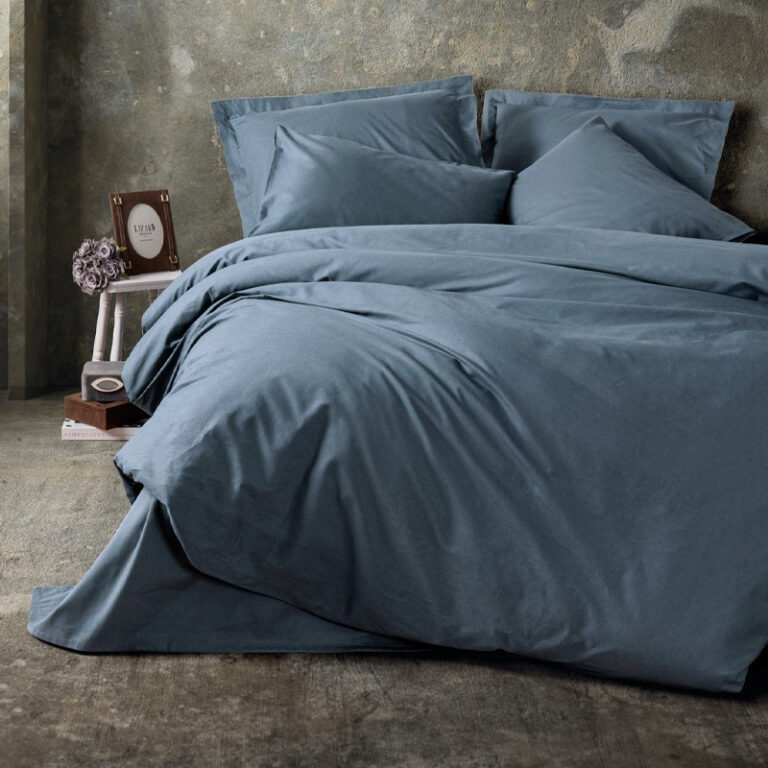 Σετ παπλωματοθήκη Plain Cotton Box 4 τμχ Διπλή (200×220) χρώμα ανθρακί