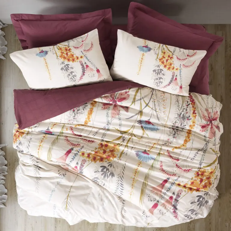 Σετ παπλωματοθήκη Flos Cotton Box 4 τμχ Διπλή (200×220) χρώμα μπορντώ