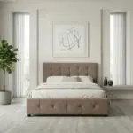 Κρεβάτι Δήλος 85 υφασμάτινο με αποθηκευτικό χώρο χρώμα μπεζ – καφέ 160×200εκ. – εικόνα 2