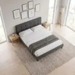 Κρεβάτι Ίος 69 υφασμάτινο χρώμα ανθρακί 160×200εκ. – εικόνα 2