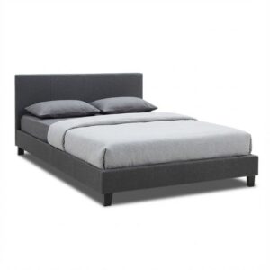 Κρεβάτι Flat υφασμάτινο χρώμα ανθρακί 160x200εκ.