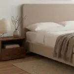 Κρεβάτι Οινούσσες 94 υφασμάτινο χρώμα μπεζ 160×200εκ. – εικόνα 3