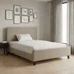 Κρεβάτι Οινούσσες 94 υφασμάτινο χρώμα μπεζ 120×200εκ.