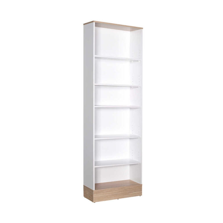 Βιβλιοθήκη Base χρώμα oak – λευκό 60x26x197εκ.