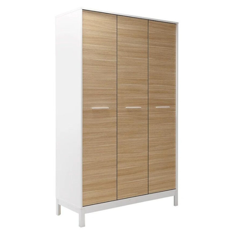 Ντουλάπα ρούχων London τρίφυλλη χρώμα oak – λευκό 120x52x202εκ.