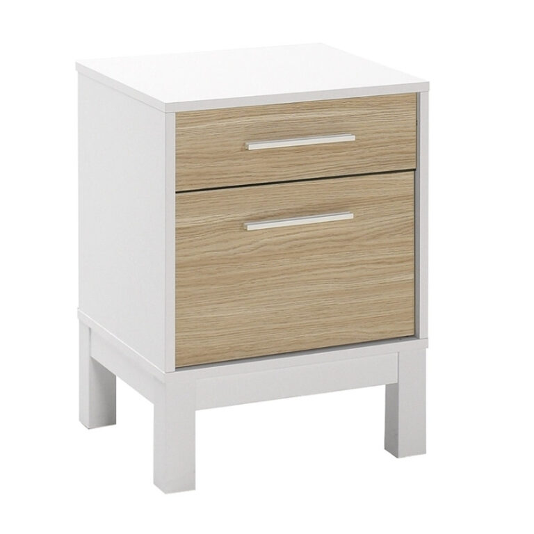 Κομοδίνο London Megapap χρώμα λευκό – oak 45x41x60εκ.