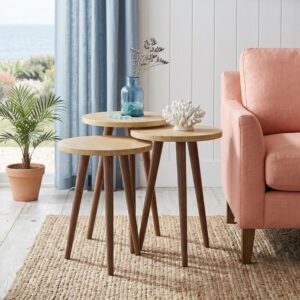 Τραπεζάκι βοηθητικό σετ 3 τμχ Cruz χρώμα sapphire oak Ø33x46εκ.