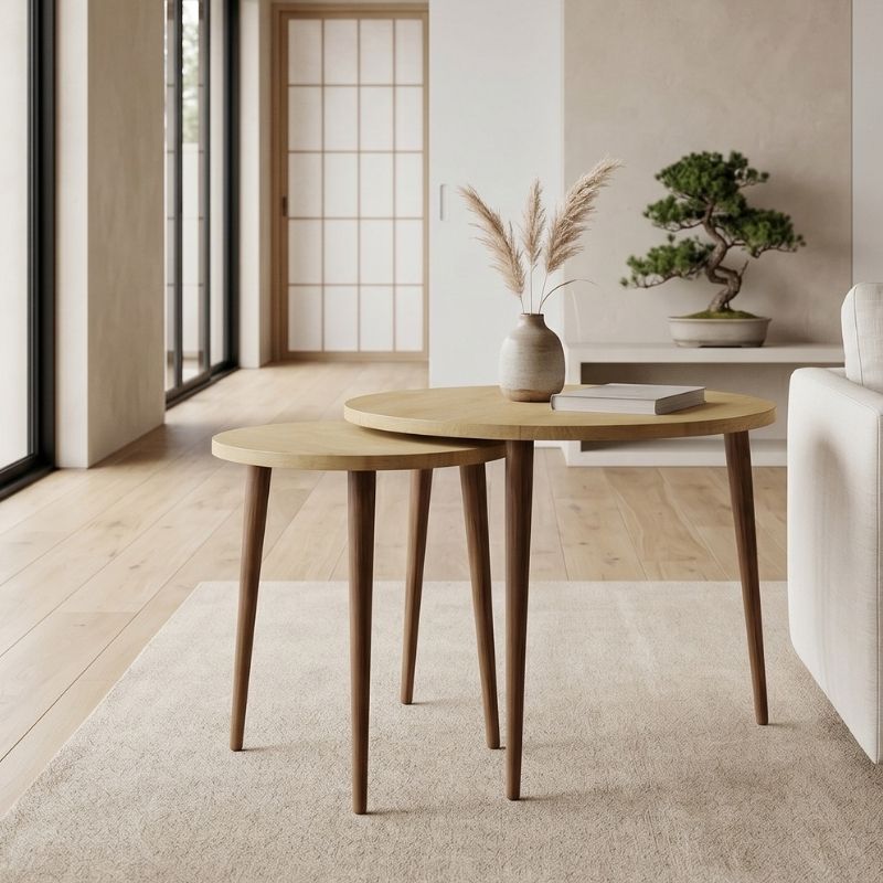 Τραπεζάκι σαλονιού σετ 2 τμχ Ύδρα 76 χρώμα sapphire oak Ø60x46εκ.