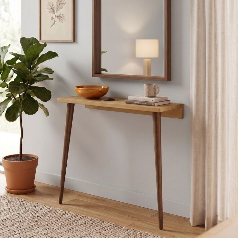 Κονσόλα επιτοίχια Moca χρώμα sapphire oak 60x22x77εκ.