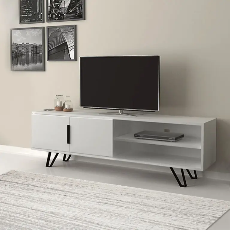Έπιπλο τηλεόρασης Κύθνος 15 χρώμα λευκό 160x35x49εκ.