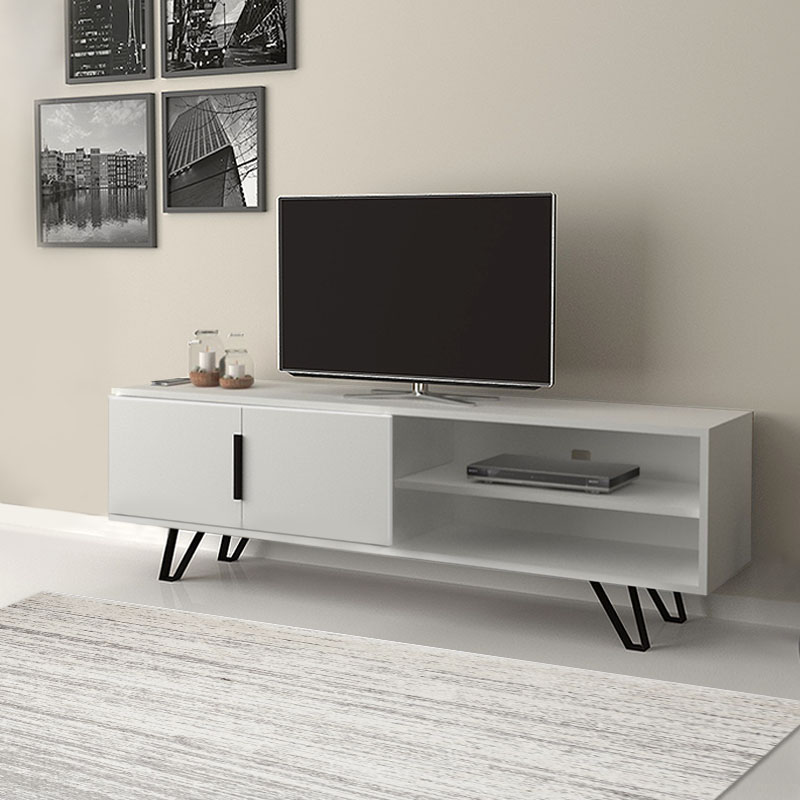 Έπιπλο τηλεόρασης Κύθνος 15 χρώμα λευκό 160x35x49εκ.