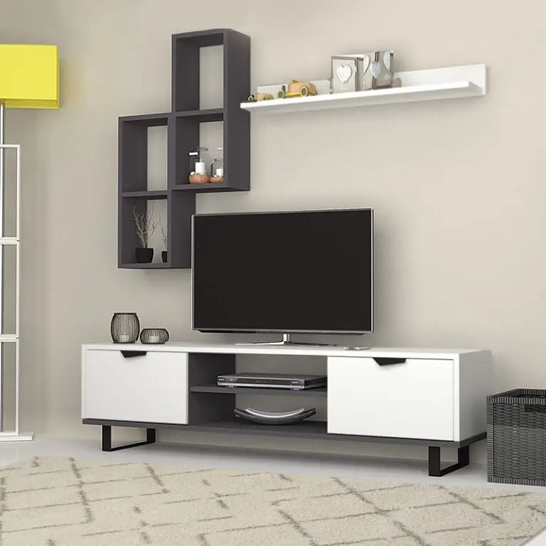 Σύνθεση τηλεόρασης Ιθάκη 54 χρώμα λευκό 160x35x40εκ.