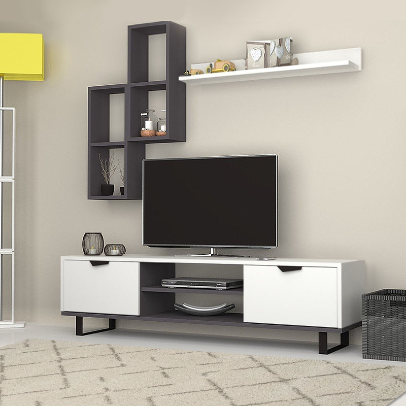 Σύνθεση τηλεόρασης Ιθάκη 54 χρώμα λευκό 160x35x40εκ.
