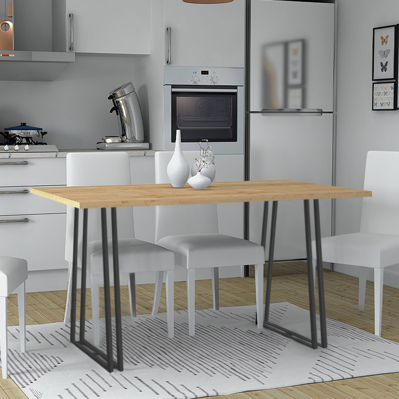 Τραπέζι Χίος 33 χρώμα φυσικό οξιάς - ανθρακί 140x80x76εκ.