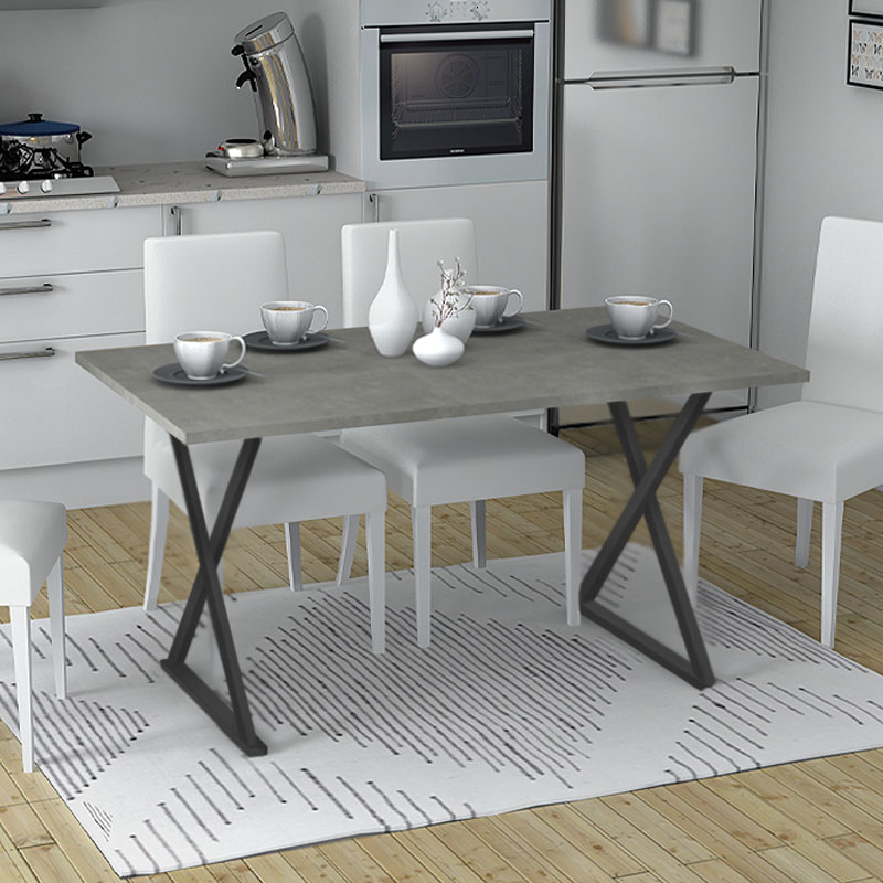 Τραπέζι Ύδρα 64 χρώμα γκρι σκυροδέματος 140x80x76εκ.