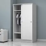 Ντουλάπα ρούχων Λέρος 45 δίφυλλη συρόμενη χρώμα λευκό 94x52x182εκ. – εικόνα 2