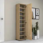 Ντουλάπα ρούχων – παπουτσοθήκη Πόρος 88 μονόφυλλη με καθρέπτη χρώμα φυσικό οξιάς 45x36x187εκ. – εικόνα 2