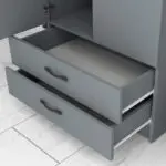 Ντουλάπα ρούχων Ανάφη 44 δίφυλλη με συρτάρια χρώμα ανθρακί 80×51,8×181εκ. – εικόνα 5