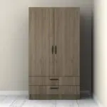 Ντουλάπα ρούχων Θάσος 31 δίφυλλη με συρτάρια χρώμα καρυδί 100x60x181εκ. – εικόνα 4