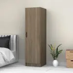 Ντουλάπα ρούχων Θάσος 31 μονόφυλλη χρώμα καρυδί 50x60x181εκ. – εικόνα 3
