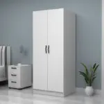 Ντουλάπα ρούχων Ανάφη 11 δίφυλλη χρώμα λευκό 80×51,8×181εκ. – εικόνα 2